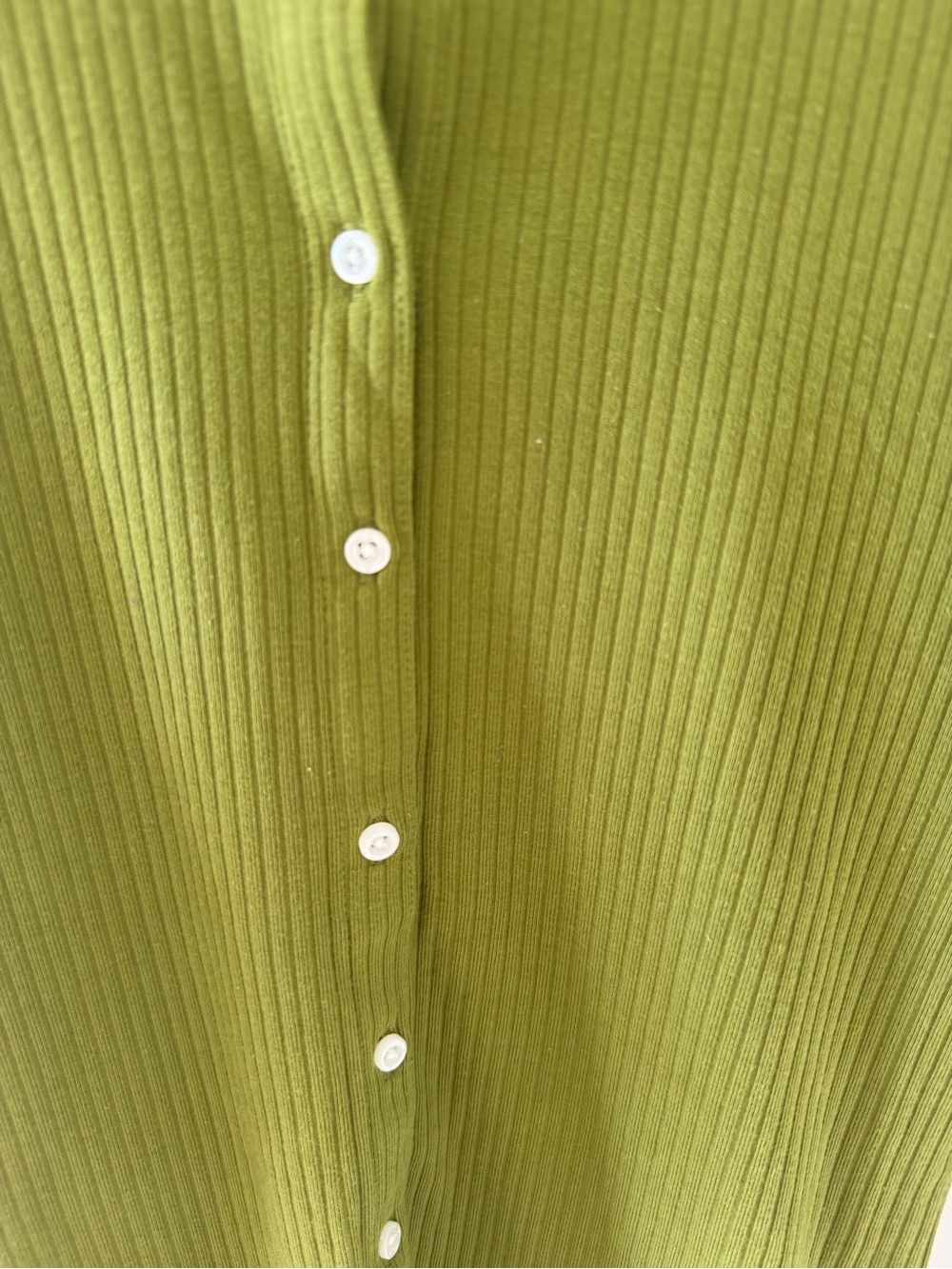 GAP Olive Green Ribbed Button-Front Top - Picture 2 of 5
